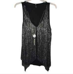 IZ BYER Dressy Mixups Sleeveless Tank Top Black Silver Sparkle Junior Sz Medium